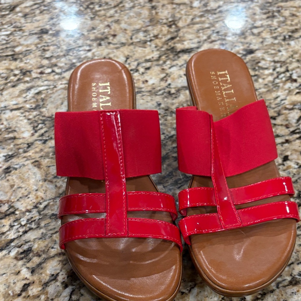 Italian Shoemakers Red Slide Sandals